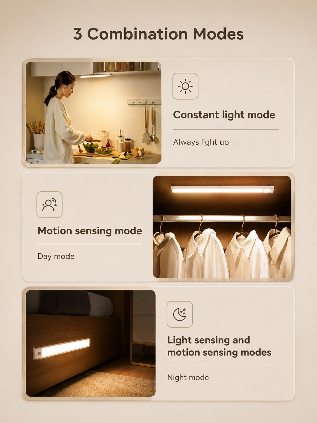 Sebder  Motion Sensor Cabinet Lights - Rechargeable LED (2 Pack)